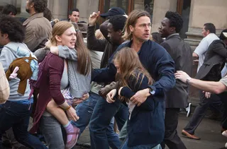 World War Z (2013) - Brad Pitt saves the world from a zombie apocalypse in this smart, fast-paced action thriller. As a UN employee who is somehow the only person on the planet with the skills to crack the zombie code, Pitt puts himself in harms way to protect humanity from the plague of undead.&nbsp;  (Photo: Skydance Productions)
