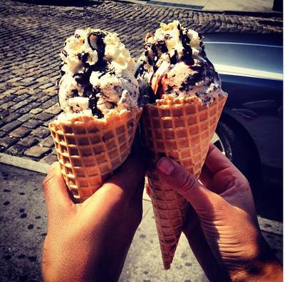 Chanel Iman - ?We all scream for ice cream,? the model writes about her sweet summer treat.  (Photo: Courtesy Instagram via Chanel Iman)