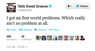 First world problems - noun: a relatively trivial or minor problem or frustration (implying a contrast with serious problems such as those that may be experienced in the developing world). (Photo: Talib Kweli via Twitter)