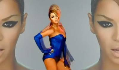 &quot;Video Phone&quot; - Lady Gaga was on the track, but it was Beyoncé’s strapless, blue one-piece that was the star. The energetic video, which won a BET Award for Video of the Year, has Bey gyrating in different colored leotards and matching gloves.  (Photo: Sony Music)