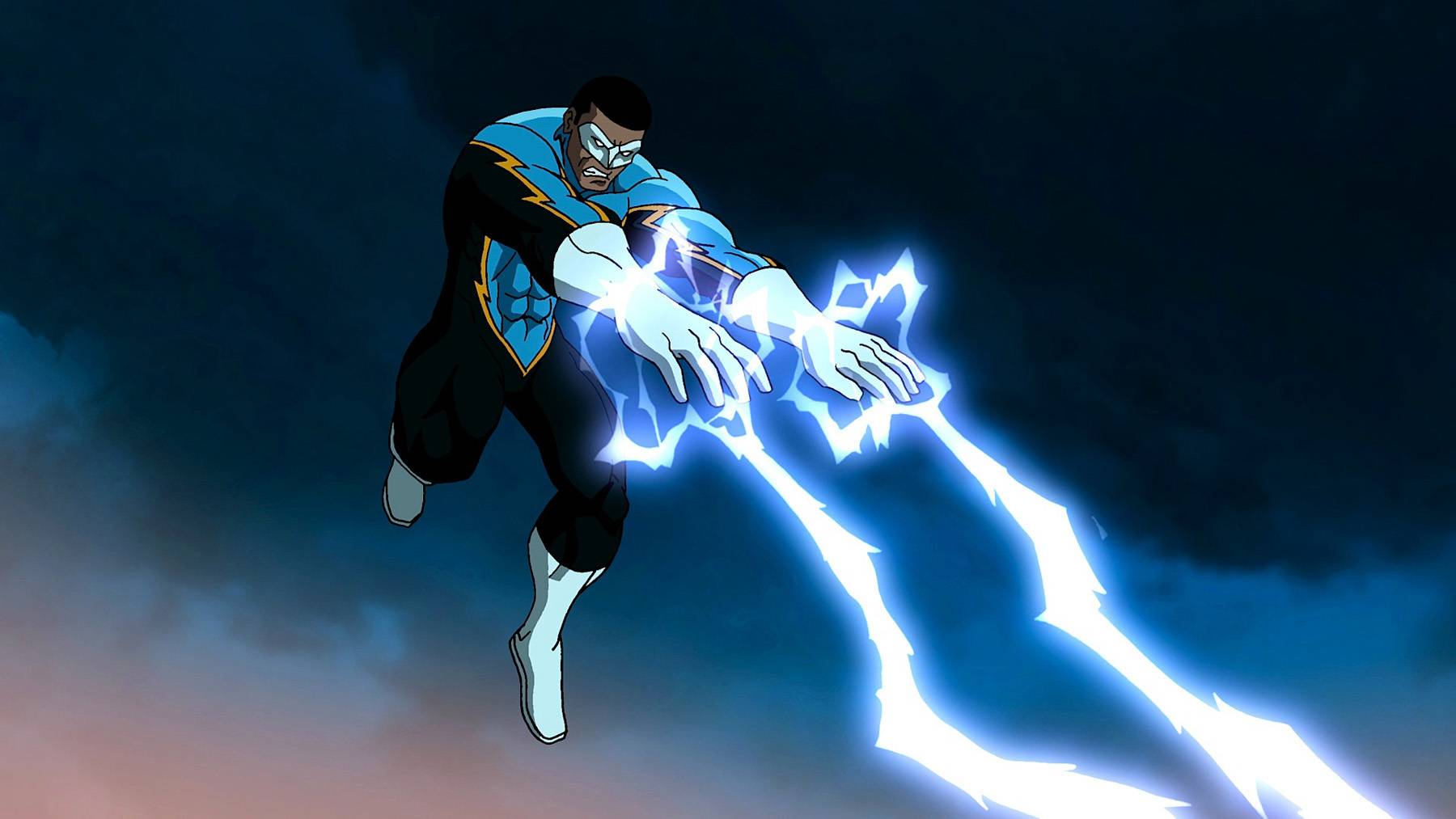 black with electric superhero