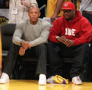 Lakers vs. Mavs - Legendary hip hop super producer Dr. Dre sits court-side as the Los Angeles Lakers take on the Dallas Mavericks at the Staples Center. (Photo: WENN.com)