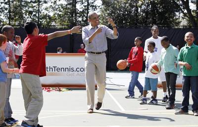 2 for 22 - Granted, golf's more his game, but Obama was stunned that given all the time he's spent on the basketball court with his friends and his girls, he couldn't make more than two of 22 shots.(Photo: REUTERS/Jason Reed )