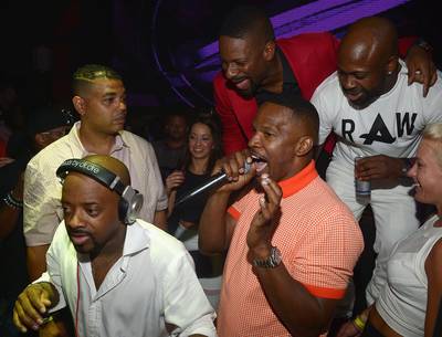 Rock the Crowd - Jermaine Dupri&nbsp;spins the tracks while&nbsp;Jamie Foxx&nbsp;hypes the party at DJ Irie's birthday soiree at E11EVEN Miami. (Photo: Gustavo Caballero/Getty Images for E11EVEN)