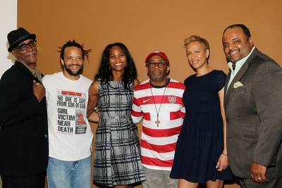 Celebrate! - Thomas Jefferson Byrd, Savion Glover, Nicole Friday, Spike Lee, Tonya Lewis Lee and Roland Martin attend the &quot;Spike Lee...Ya Dig!&quot; career retrospective and celebration during the 2014 American Black Film Festival at Metropolitan Pavilion in New York City. (Photo: Mireya Acierto/Getty Images)
