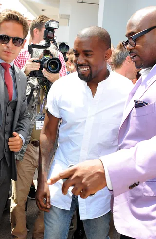 Commitment to Create - Kanye West is downright gleeful during a press conference at Cannes Lion's International Festival of Creativity in France.&nbsp;(Photo:&nbsp;Gigi Iorio / Splash News)