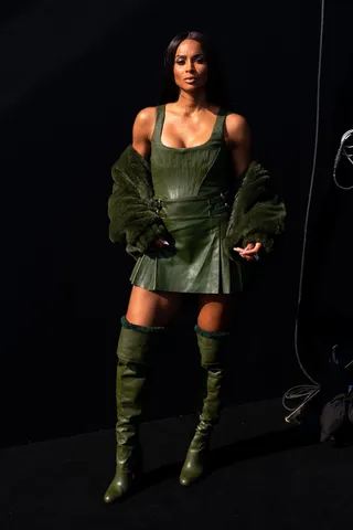 SEPT. 8:&nbsp;Ciara - Ciara slayed in a forest-green leather look while attending the DUNDAS x REVOLVE runway show. (Photo by Gotham/WireImage) (Photo by Gotham/WireImage)