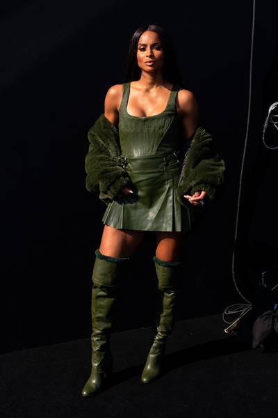 SEPT. 8:&nbsp;Ciara - Ciara slayed in a forest-green leather look while attending the DUNDAS x REVOLVE runway show. (Photo by Gotham/WireImage) (Photo by Gotham/WireImage)