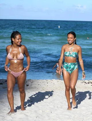 Karrueche Tran and Christina Milian - Karrueche Tran and Christina Milian showed off their beach bodies in Miami.&nbsp;(Photo: Thibault Monnier, PacificCoastNews)