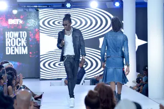 How To Rock: Denim  - Young Thug rocked out on the runway as the models donned his denim-inspired looks. (Photo: Noam Galai/Getty Images for BET Networks)&nbsp;