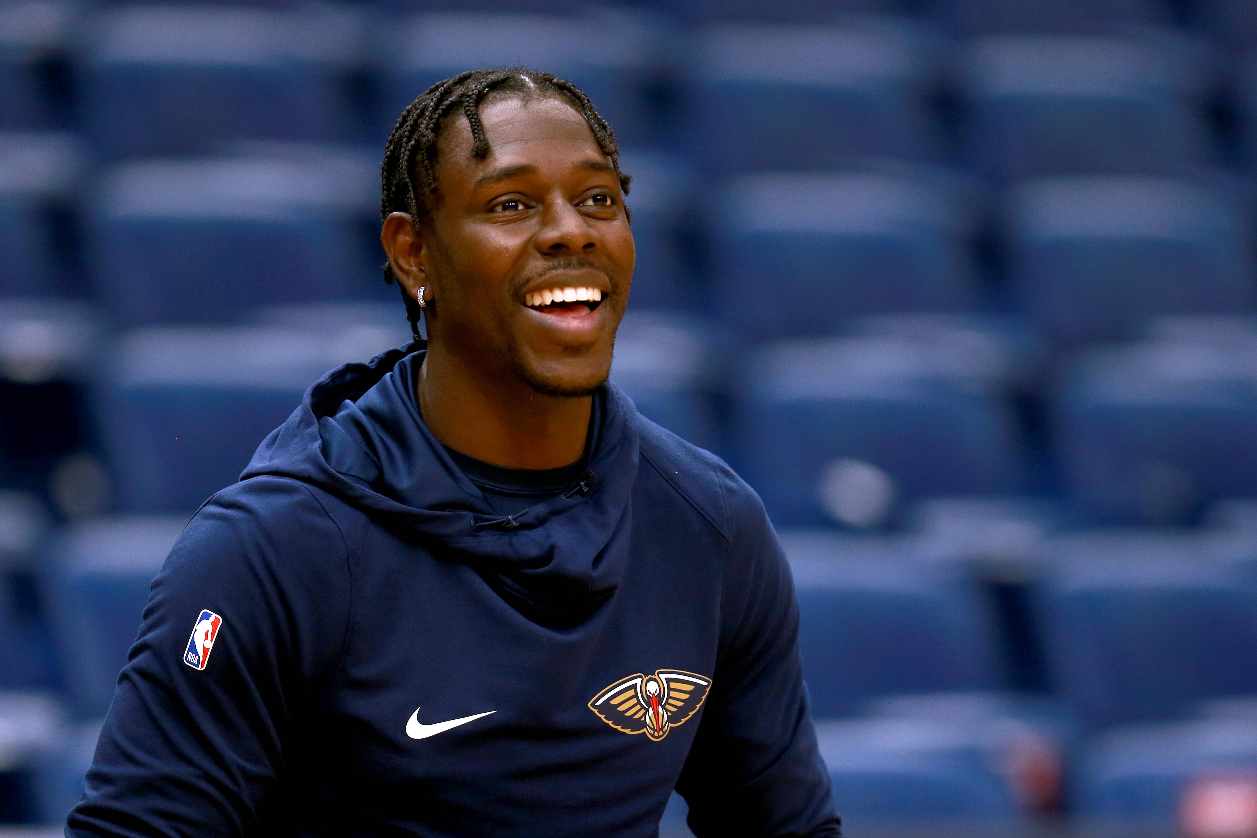 NEW ORLEANS, LOUISIANA - NOVEMBER 11: Jrue Holiday #11 of the New Orleans Pelicans stands on the court prior to the start of a NBA game against the Houston Rockets at the Smoothie King Center on November 11, 2019 in New Orleans, Louisiana. NOTE TO USER: User expressly acknowledges and agrees that, by downloading and or using this photograph, User is consenting to the terms and conditions of the Getty Images License Agreement. (Photo by Sean Gardner/Getty Images)