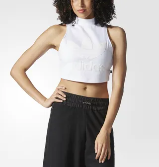Adidas Women’s Originals High-Neck Tank Top ($35) - This mock turtleneck crop-top in white-on-white is giving us throwback Thursdays with a mod twist. We approve.&nbsp;(Photo: Adidas)