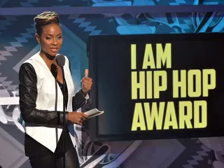 Hip Hop Awards Pt. 1 – October 2013 - Of course we had to mention that she was the recipient of last year's I Am Hip Hop award. As a pioneer, she embodies hip hop to the absolute fullest and continues to the positively represent the culture no matter what the occasion is. (Photo: Rick Diamond/BET/Getty Images for BET)