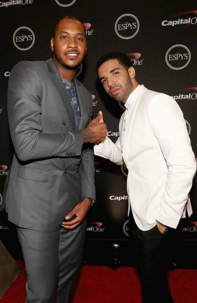 Carmelo Anthony and Drake - Both in dapper suits, the New York Knicks small forward links up with the rapper, who hosted this year’s awards show.  (Photo: Christopher Polk/Getty Images For ESPYS)