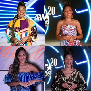 Our host Amanda Seales' rocked&nbsp;multiple hairdos&nbsp;courtesy of hairstylist Nicky B! - (Photos: BET Awards 2020/Getty Images via Getty Images) (Photos: BET Awards 2020/Getty Images via Getty Images)