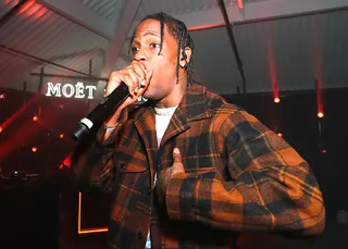 Rock the City - Travis Scott performing at the official launch for the limited edition MoÃ«t &amp; Chandon x Public School bottle in New York City. (Photo: BFA via PMG Media Group)