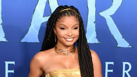 Halle Bailey at the premiere of "Avatar: The Way of Water" held at the Dolby Theatre on December 12, 2022 in Los Angeles, California. 
