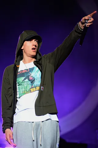 Eminem - Elton John and Eminem top definitely top the list of strangest collaborations. The singer is clearly a fan of Em and even helped him to achieve sobriety.(Photo: Theo Wargo/Getty Images)