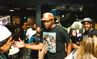 Kevin Durant - Kevin Durant&nbsp;was spotted at the Hennessy V.S-sponsored after-party for Javale's Celebrity Charity Softball Game for Jug Life at Origin nightclub in San Francisco. (Photo: Hennessy)