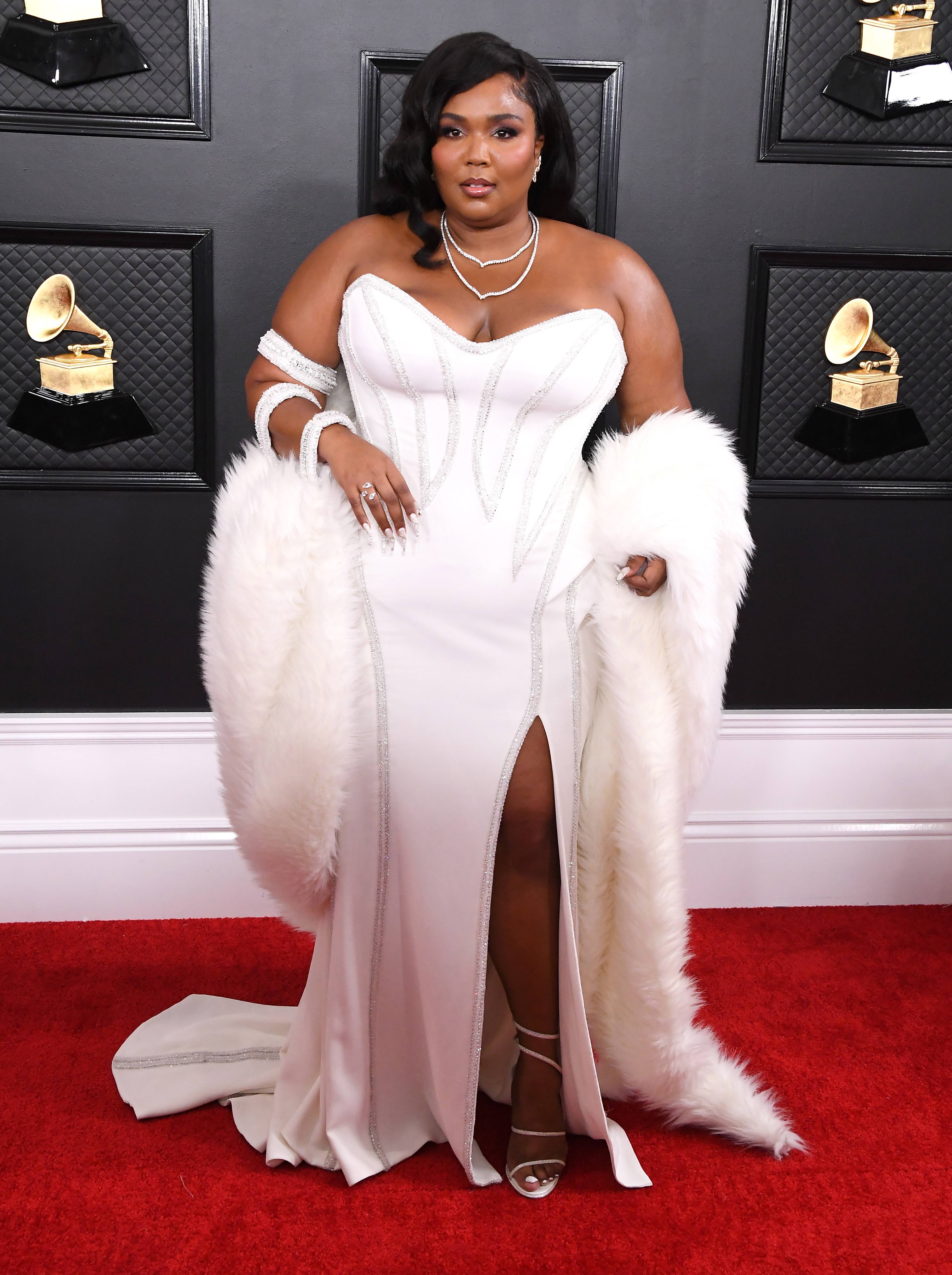 LOS ANGELES, CALIFORNIA - JANUARY 26:  Lizzo arrives at the 62nd Annual GRAMMY Awards at Staples Center on January 26, 2020 in Los Angeles, California. (Photo by Steve Granitz/WireImage)