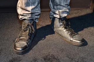 DJ Holiday - black&nbsp;Gucci Hi-Top Interlocking-G Sneaker - DJ Holiday kept it simple but luxurious with these sneakers. "If you working hard, getting money, you show it," he said.(Photo: Paras Griffin/BET/Getty Images for BET Networks)