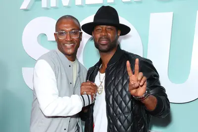 Tommy Davidson (left) poses with Darrin Henson. - (Photo by Leon Bennett/Getty Images for BET)