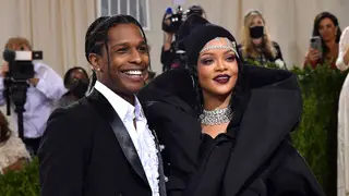 Barbadian singer Rihanna and US rapper A$AP Rocky arrive for the 2021 Met Gala at the Metropolitan Museum of Art on September 13, 2021 in New York. - This year's Met Gala has a distinctively youthful imprint, hosted by singer Billie Eilish, actor Timothee Chalamet, poet Amanda Gorman and tennis star Naomi Osaka, none of them older than 25. The 2021 theme is "In America: A Lexicon of Fashion." 