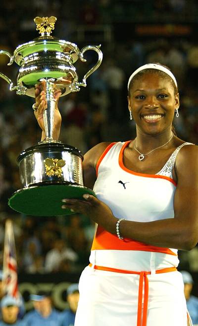 2003 Australian Open - Serena Williams&nbsp;has done plenty of smiling for the cameras throughout her career.&nbsp;(Photo: Sean Garnsworthy/Getty Images).