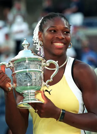 1999 U.S. Open - Serena Williams&nbsp;was only 17-years-old when she defeated Martina Hingis to win her first U.S. Open and Grand Slam title. Yeah...starting her reign atop women's tennis was a good reason to flash those pearly whites.&nbsp;&nbsp;(Photo:&nbsp;Jamie Squire/Getty Images)