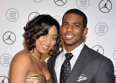 Chris Paul and Jada Crawley - Los Angeles Clippers point guard Chris Paul tied the knot with his college sweetheart, Jada Crawley, in a ceremony in Charlotte, North Carolina, in 2011. All-star guests including LeBron James, Dwyane Wade, Gabrielle Union and Carmelo and Lala Anthony were treated to a performance by Robin Thicke.&nbsp;(Photo: Charley Gallay/Getty Images for Jordan Brand)