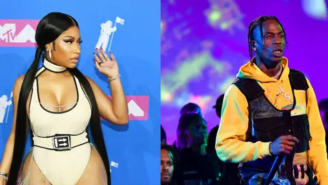 Nicki Minaj and Travis Scott on BET Breaks 2018.