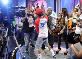 I Get It - Bow Wow greets DJ Khaled at 106 &amp; Park, August 22, 2012. (Photo: John Ricard / BET)