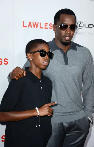 Spitting Image - Music mogul Sean &quot;Diddy&quot; Combs and his mini-me son Christian Combs arrive at the L.A. premiere of the Weinstein Company's Lawless at ArcLight Cinemas in Hollywood.    (Photo: Frazer Harrison/Getty Images)