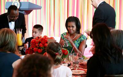 Top Chefs - Last August Mrs. Obama hosted the first Kids’ State Dinner in Washington, celebrating healthy recipes created by children. Fifty-four young chefs from around the country tasted some of their creations at a luncheon held at the White House. (Photo: Alex Wong/Getty Images)