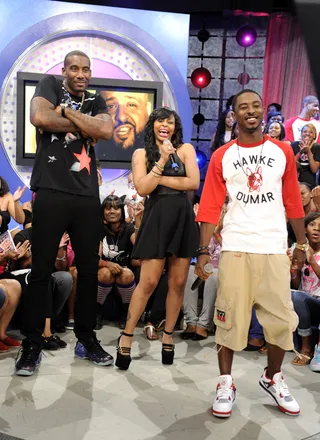 The Truth - Amare Stoudemire with Paigion and Shorty Da Prince at 106 &amp; Park, August 21, 2012. (Photo: John Ricard / BET)