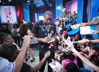 Amare Signs Autographs - Amare Stoudemire with fans at 106 &amp; Park, August 21, 2012. (Photo: John Ricard / BET)