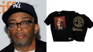 Spike Lee - Here’s another fun piece. NYC streetwear brand Rocksmith teamed up with Spike Lee for this dope shirt featuring our president wearing a crown with the title “Watch the Throne.”  (Photos from left: Jemal Countess/Getty Images, Rocksmith)