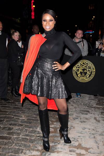 Leather - It?s been the quintessential skin from January to December, showing up on shorts, dresses, shirts and pants. Here, Jennifer Hudson dons a leather skirt.  (Photo: D Dipasupil/Getty Images)
