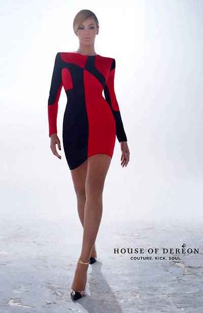 Couture - The star is giving body in this abstract black and red mini that we can?t wait to climb into.&nbsp;  (Photo: Courtesy House Of Dereon)