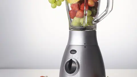 blender filled with fruit