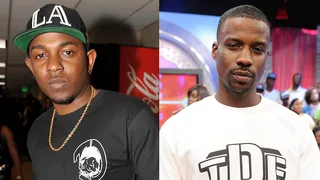 "Money Trees" (featuring Jay Rock) - Kendrick Lamar channels Andre 3000 yet again on this standout, with his layers of funky falsetto singing and hood wisdom ("money trees is the perfect place for shade"). Jay Rock impresses with grimy gravitas on his guest verse, sadly the only contribution from Kendrick's Black Hippy collective on the non-deluxe album.(Photo: Chris McKay/Getty Images for BET)(Photos from left: Moses Robinson/Getty Images for BET, John Ricard / BET).