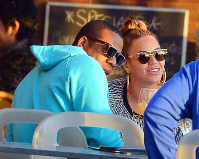 Meet the Parents - Jay-Z and Beyoncé take a parenting break from baby girl Blue Ivy and enjoy a romantic dinner in New York City's Battery Park neighborhood.(Photo: PacificCoastNews.com)