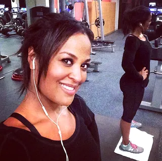 Laila Ali - The women's boxing champ always finds a way to squeeze in a fitness session during her busy days.(Photo: Lala Ali via Instagram)