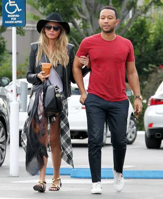 Lunch With Bae - John Legend and wife Chrissy Teigen enjoy the California sunshine while out for lunch at Fred Segal in West Hollywood.(Photo: JLM / Splash News)