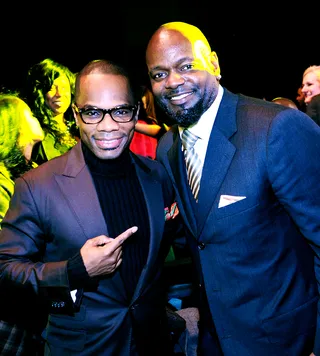 Brotherly Love - Gospel artist Kirk Franklin and NFL Hall of Fame player Emmitt Smith smile during the Super Bowl Gospel Celebration 2011 at Music Hall at Fair Park in Dallas.(Photo: Rick Diamond/Getty Images for Super Bowl Gospel Celebration 2011)&nbsp;