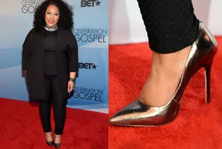 Metallic - Tasha Page-Lockhart shines ever so birghtly in these metallic shoes. Can you say bad? (Photos: Jason Kempin/Getty Images for BET)