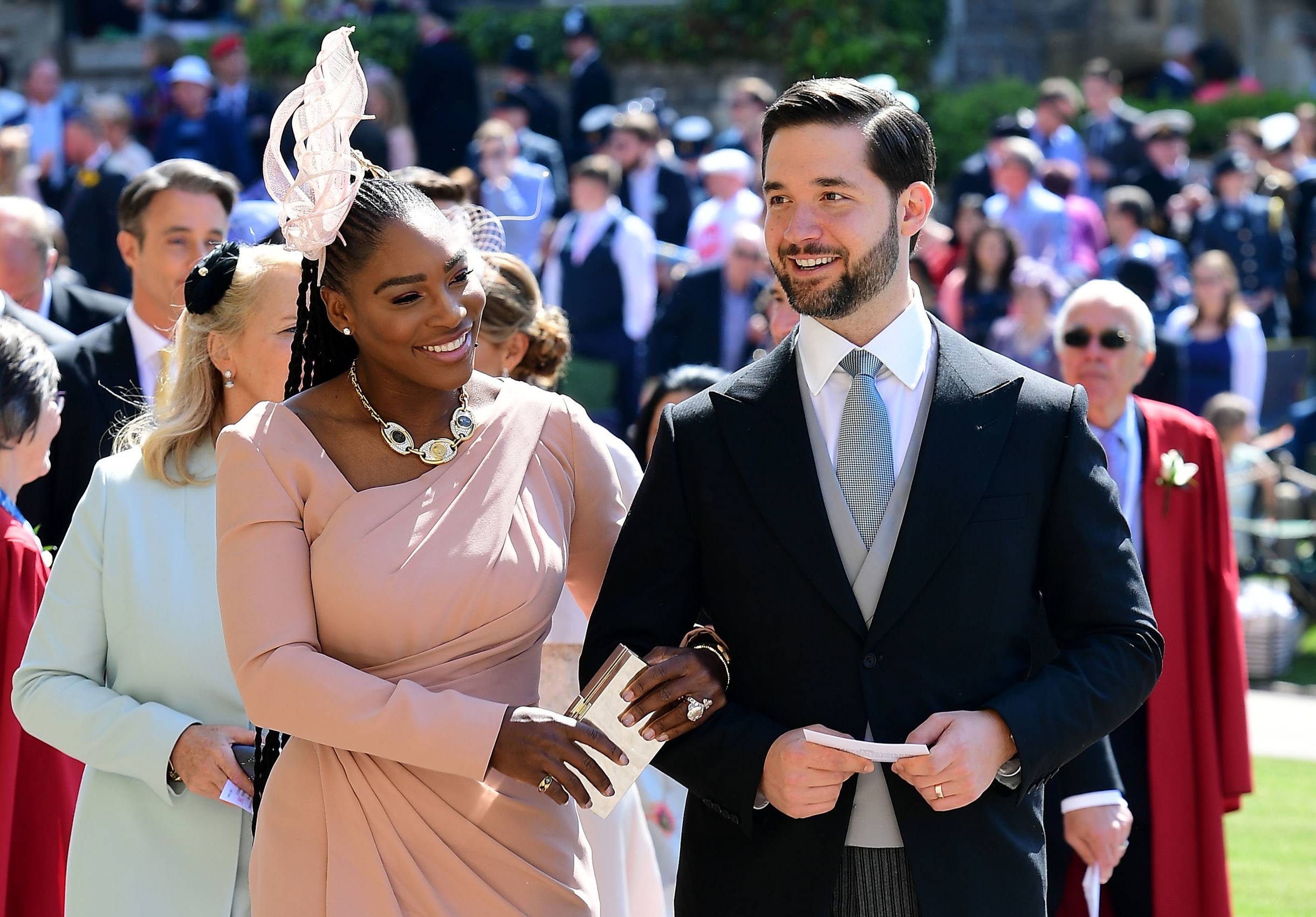 Serena Williams with her husband Alex Ohanian on BET Breaks in 2018.