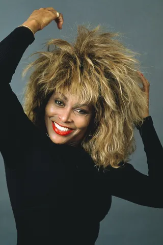 Tina Turner showed up and showed out with her spiky blonde tresses. - (Photo by DENIZE alain/Sygma via Getty Images) (Photo by DENIZE alain/Sygma via Getty Images)