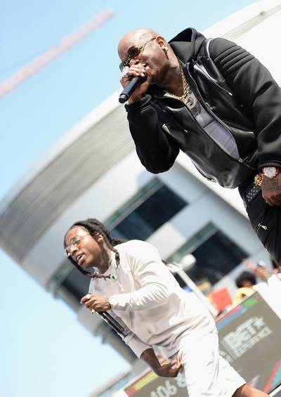 Jacquees and Birdman Turn Up - We enjoyed going to the next level with recording artists Jacquees (L) and Birdman as they performed onstage during 106 &amp; Park Live sponsored by Denny's &amp; M&amp;M's during the 2016 BET Experience at Microsoft Square.&nbsp;(Photo: Matt Winkelmeyer/Getty Images for BET)