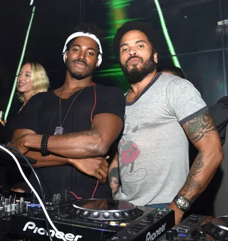 Spin the Record - DJ Rukus and Lenny Kravitz rock Dom Perignon's From Earth to Heart event at The W Hotel South Beach during Art Basel in Miami.(Photo: Dimitrios Kambouris/Getty Images for Dom Perignon)